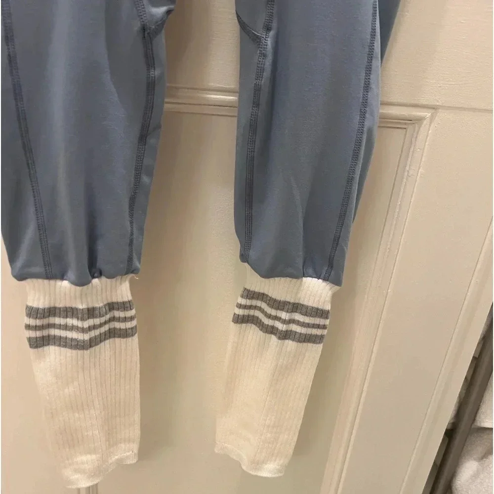 NWT new FREE PEOPLE sock it to me leggings SMALL blue white knit sweater bottoms - Picture 7 of 16